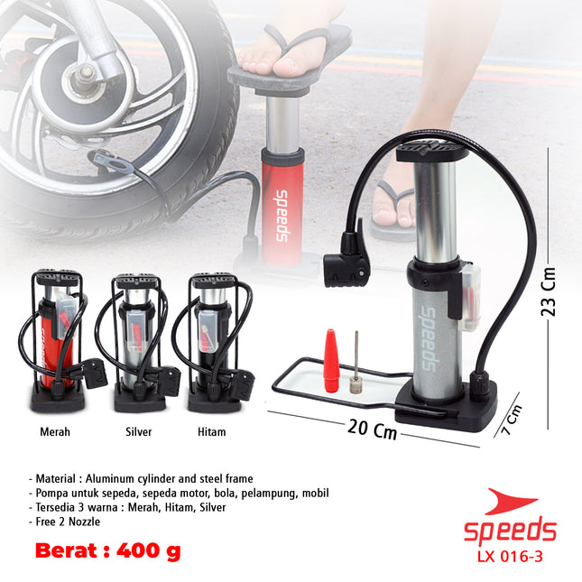 SPEEDS Pompa Sepeda / pompa bola / pompa ban. / Pompa multifungsi / Pompa Angin 016-3