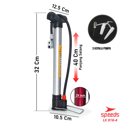SPEEDS Pompa Angin Mini Ban Sepeda Motor / Ban sepeda / Bola Pump Mini Serbaguna 016-4