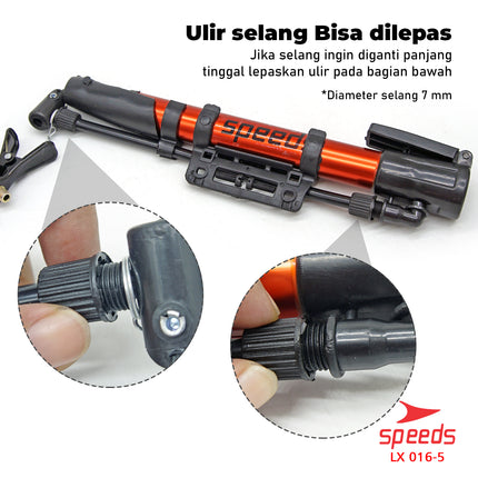 SPEEDS Pompa Angin Ban Sepeda,Motor atau Bola Kokang Pompa Tangan 016-5