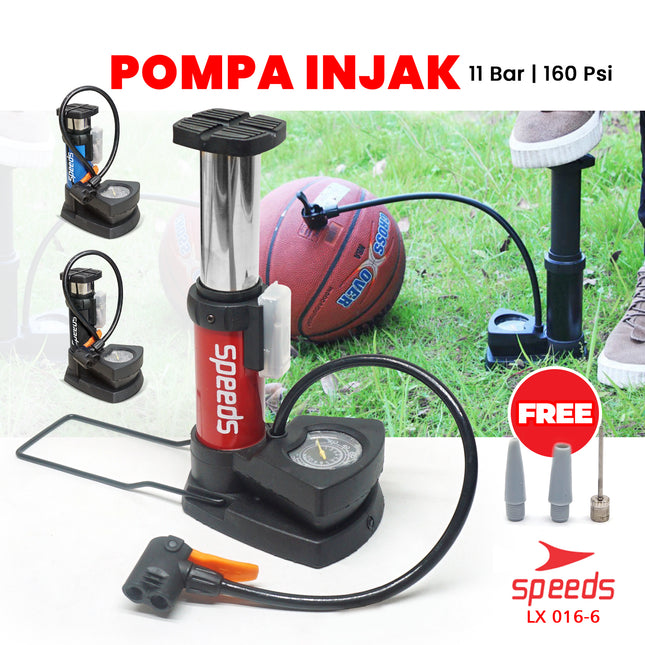 SPEEDS Mini Foot Pump Portable High Pressure-Pompa Angin Kaki Untuk ban mobil, motor 016-6