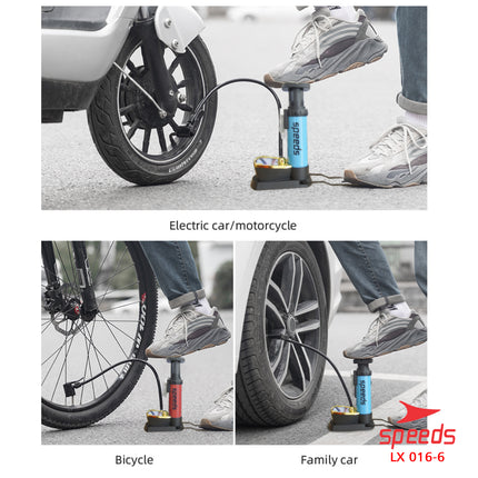 SPEEDS Mini Foot Pump Portable High Pressure-Pompa Angin Kaki Untuk ban mobil, motor 016-6
