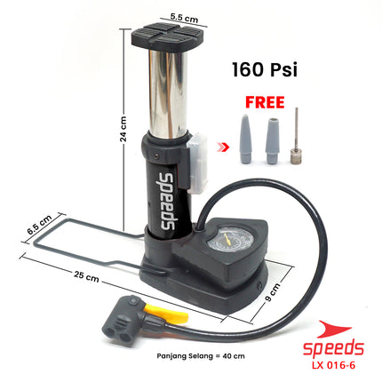 SPEEDS Mini Foot Pump Portable High Pressure-Pompa Angin Kaki Untuk ban mobil, motor 016-6