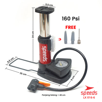 SPEEDS Mini Foot Pump Portable High Pressure-Pompa Angin Kaki Untuk ban mobil, motor 016-6