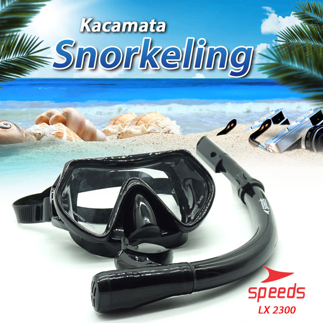 SPEEDS SNORKEL SNORKLING ALAT SELAM DIVING KARET MASK SNORKLE SET KACAMATA RENANG 017-2300
