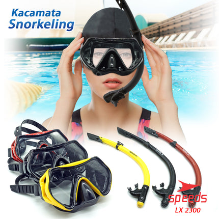 SPEEDS SNORKEL SNORKLING ALAT SELAM DIVING KARET MASK SNORKLE SET KACAMATA RENANG 017-2300