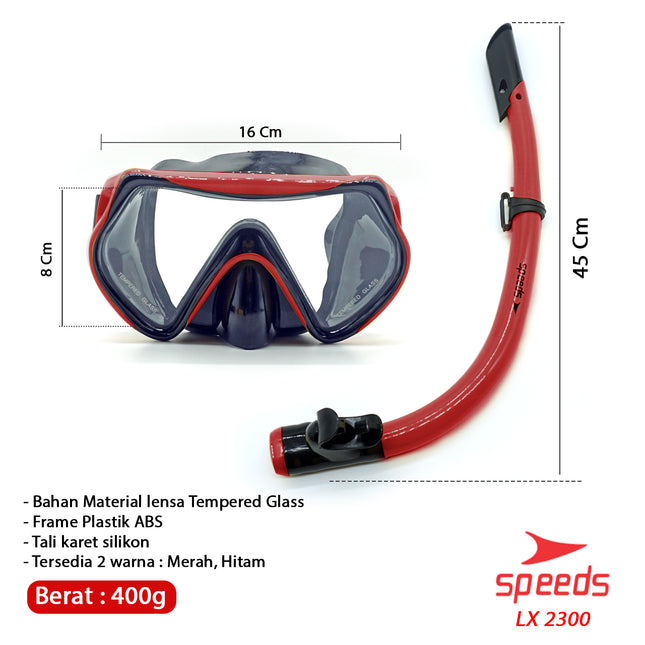 SPEEDS SNORKEL SNORKLING ALAT SELAM DIVING KARET MASK SNORKLE SET KACAMATA RENANG 017-2300