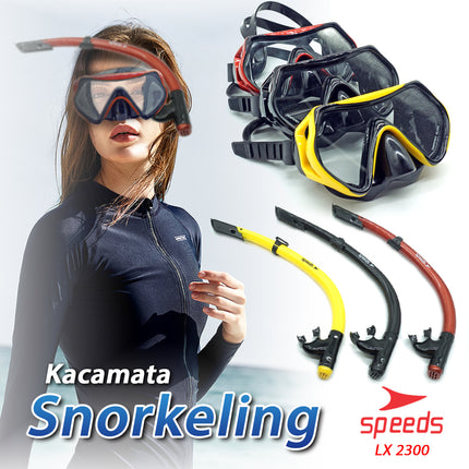 SPEEDS SNORKEL SNORKLING ALAT SELAM DIVING KARET MASK SNORKLE SET KACAMATA RENANG 017-2300