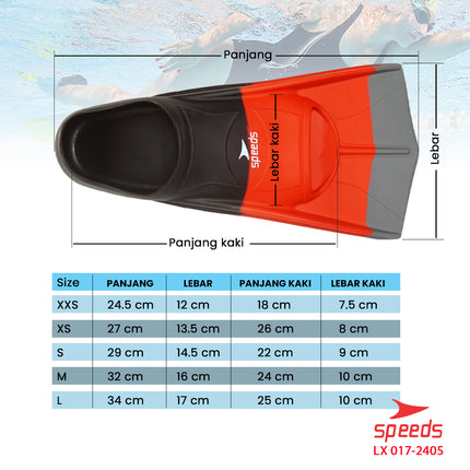 SPEEDS Kaki Katak Sepatu Katak Kodok Fins Fin Renang Selam Diving Snorkeling 017-2405