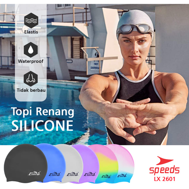 SPEEDS Topi Renang Dewasa Anak / Silicone Swim Cap / Penutup Kepala Renang All Size 017-2601
