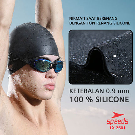 SPEEDS Topi Renang Dewasa Anak / Silicone Swim Cap / Penutup Kepala Renang All Size 017-2601
