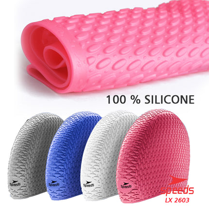 SPEEDS Topi Renang Swimcap Pelindung Telinga Unisex Bahan Silikon Karet Ringan Elastis Anti Air 2603