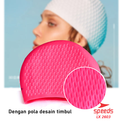 SPEEDS Topi Renang Swimcap Pelindung Telinga Unisex Bahan Silikon Karet Ringan Elastis Anti Air 2603