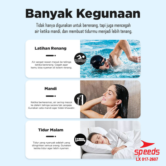 SPEEDS Ear Plug Ear Clip Penutup Hidung Anti Air Renang Diving Penutup Telinga 017-2607