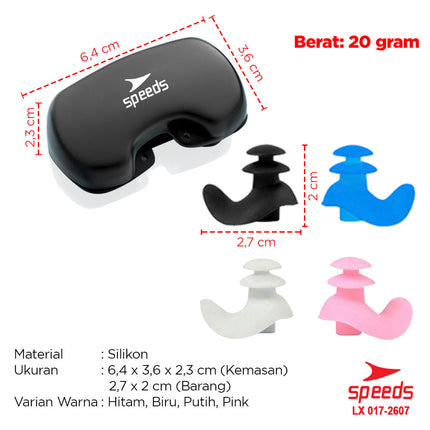 SPEEDS Ear Plug Ear Clip Penutup Hidung Anti Air Renang Diving Penutup Telinga 017-2607