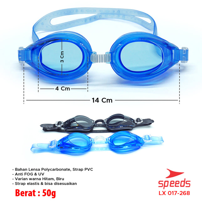 SPEEDS Kacamata renang anak Dewasa Remaja ANTI FOG & UV PROTECTION 017-268
