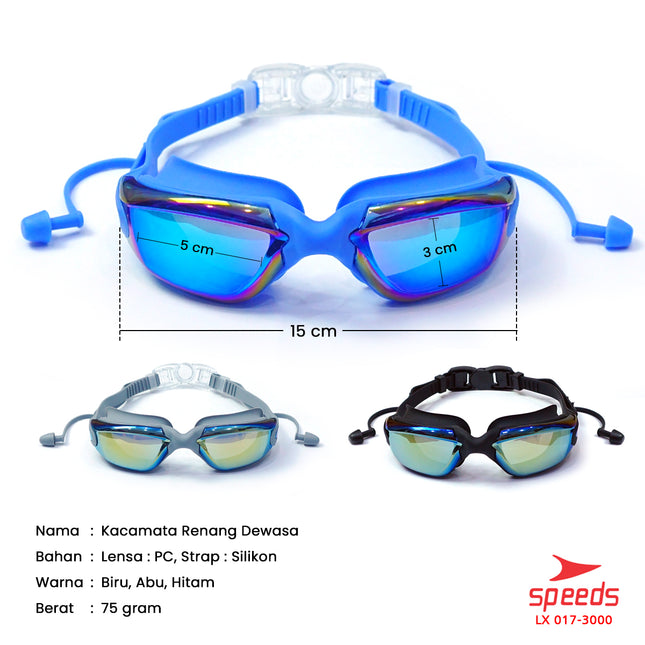 SPEEDS Kacamata Renang Dewesa Swimming Goggles Antifog & UV Shield 017-3000