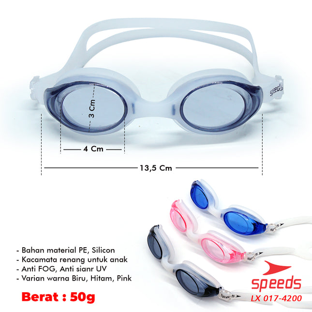 SPEEDS Kacamata Renang Swiming Remaja & Dewasa Clear Bening Berwarna Anti Embun UV Googles 017-4200
