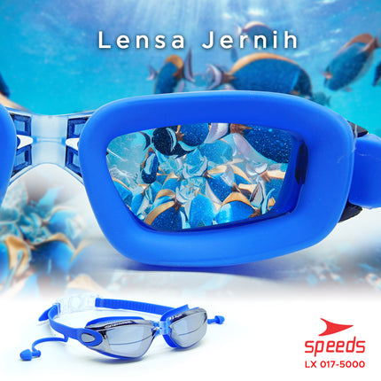 SPEEDS Kacamata Renang Dewasa Mirrored Anti Fog anti UV + Earplug LX 017-5000