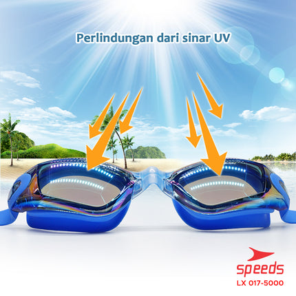 SPEEDS Kacamata Renang Dewasa Mirrored Anti Fog anti UV + Earplug LX 017-5000
