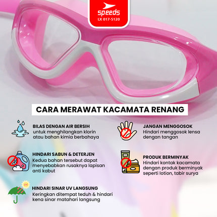 SPEEDS Kacamata Renang Built-In Earplug Anak Elastis Anti FOG UV Kids Swimming Glasses Goggles Perlengkapan Renang 017-5120