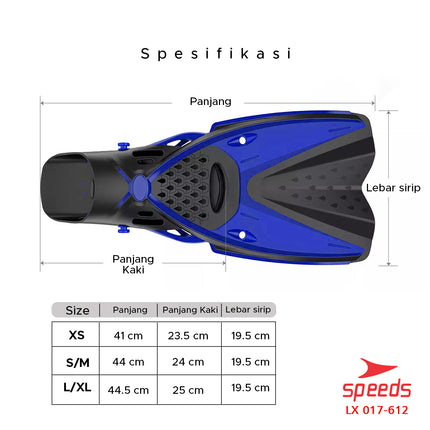 SPEEDS Kaki Katak Renang Kaki Selam Diving Fin Perlengkapan Snorkling Fins 017-612
