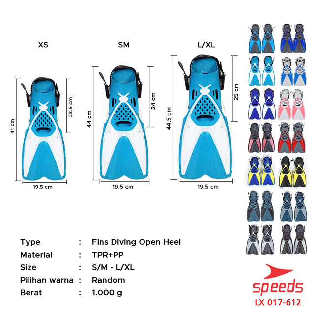 SPEEDS Kaki Katak Renang Kaki Selam Diving Fin Perlengkapan Snorkling Fins 017-612