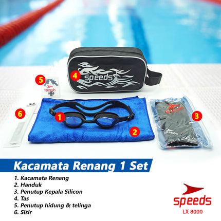 SPEEDS Kacamata Renang Kacamata Renang Dewasa Satu Set Swiming Googles Simple 017-8000