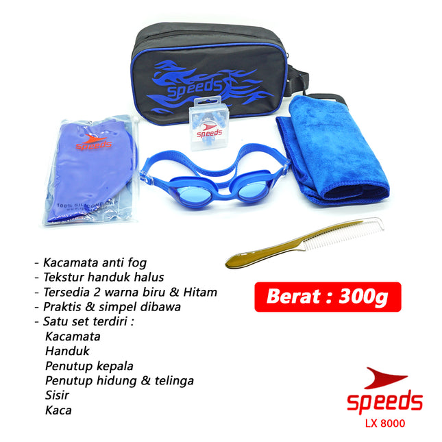 SPEEDS Kacamata Renang Kacamata Renang Dewasa Satu Set Swiming Googles Simple 017-8000