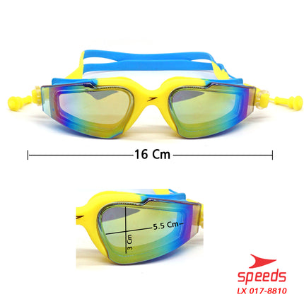 SPEEDS Kacamata Renang Dewasa Anti Fog & UV + Earplug Kacamata Renang Universal LX 017-8810