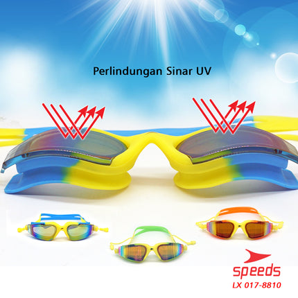 SPEEDS Kacamata Renang Dewasa Anti Fog & UV + Earplug Kacamata Renang Universal LX 017-8810