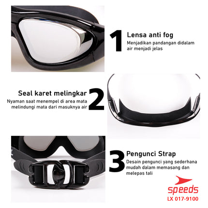 SPEEDS Kacamata Renang Dewasa  Swimming Goggles Antifog &UV Shield 017-9100