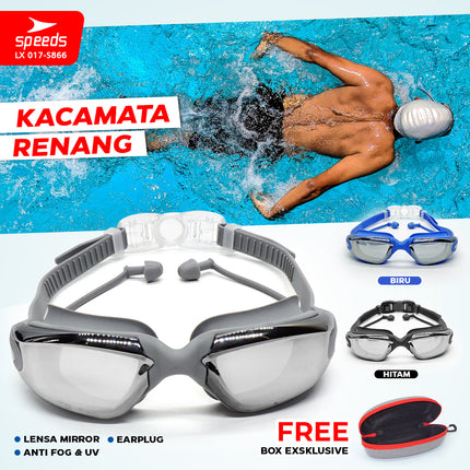 SPEEDS Kacamata Renang Dewasa Diving Anti Fog & Uv Protect With Ear Protect Original 017-S866