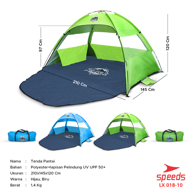 SPEEDS Tenda Camping Gunung Mendaki terbuka otomatis untuk 3-4 Orang Tenda Piknik 018-10