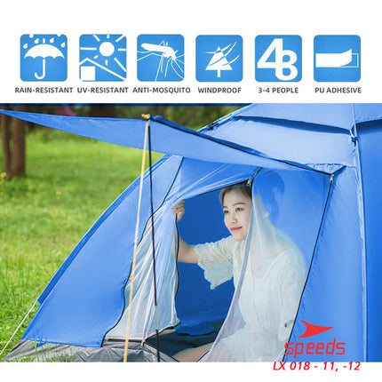 SPEEDS Tenda Camping Family Otomatis Piknik Gunung Mendaki 3-4 Orang Dengan Alas Anti Air 018-11