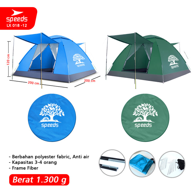 SPEEDS Tenda Camping Family Otomatis Piknik Gunung Mendak Dengan Alas Anti Air 018-12
