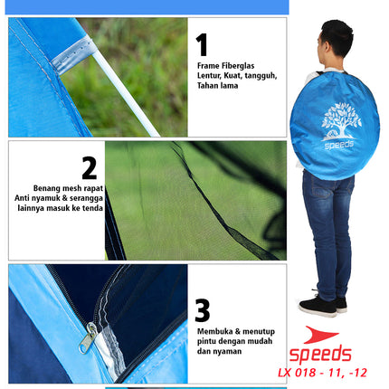 SPEEDS Tenda Camping Family Otomatis Piknik Gunung Mendak Dengan Alas Anti Air 018-12