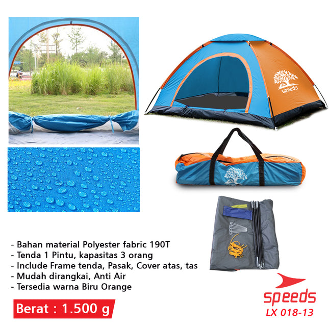 SPEEDS Tenda Camping Gunung Mendaki Army Dome 2-3 Orang Dengan Alas Tenda Anti Air 018-13