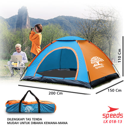 SPEEDS Tenda Camping Gunung Mendaki Army Dome 2-3 Orang Dengan Alas Tenda Anti Air 018-13