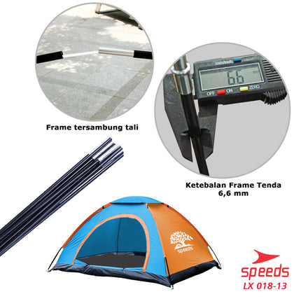 SPEEDS Tenda Camping Gunung Mendaki Army Dome 2-3 Orang Dengan Alas Tenda Anti Air 018-13