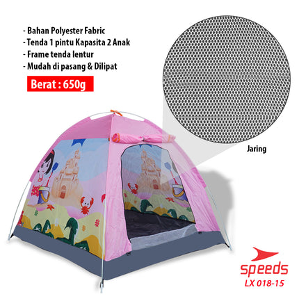 SPEEDS Tenda Anak Karakter Kartun Camping Outdoor Otomatis Anti Air LX 018-15