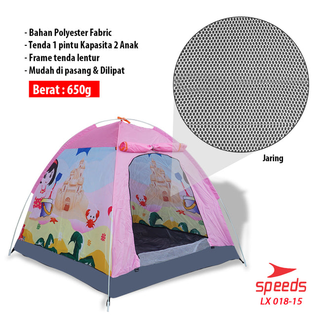 SPEEDS Tenda Anak Karakter Kartun Camping Outdoor Otomatis Anti Air LX 018-15
