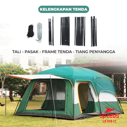 SPEEDS Tenda Camping Tenda Outdoor Camping Tent Kemping Besar 4-6 Orang Double Layer Dua Lapisan Kemah 018-17