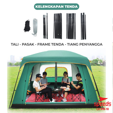 SPEEDS Tenda Camping Muat 6-8 Orang  Dobel Layer Tent Tenda Kemah Camping Kemping Dilengkapi Kanopi 018-18