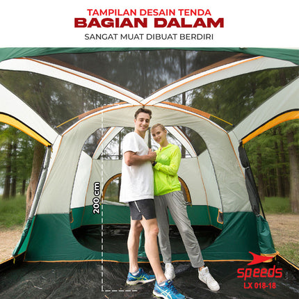 SPEEDS Tenda Camping Muat 6-8 Orang  Dobel Layer Tent Tenda Kemah Camping Kemping Dilengkapi Kanopi 018-18