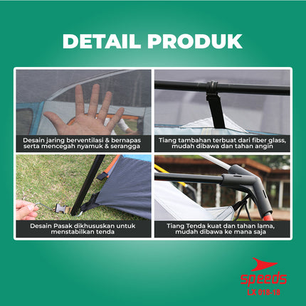 SPEEDS Tenda Camping Muat 6-8 Orang  Dobel Layer Tent Tenda Kemah Camping Kemping Dilengkapi Kanopi 018-18