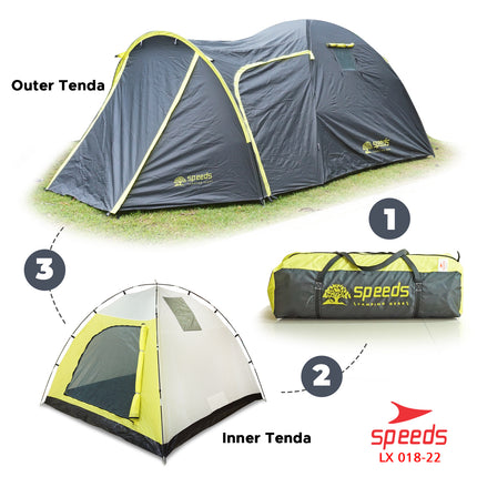 SPEEDS-Tenda Camping 6 Orang Tenda Kamping Tent Tenda Gunung 2 Layer 018-22