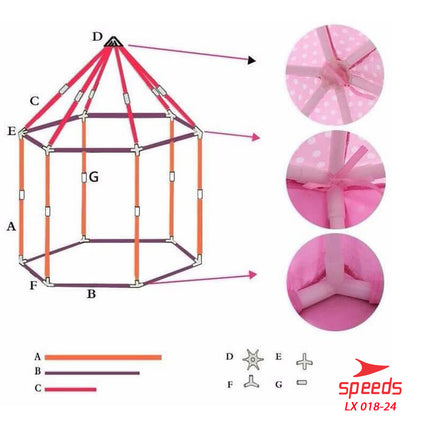 SPEEDS Tenda Anak Princess Model Rumah Tenda Mainan Anak Indoor Outdoor Portable LX 018-24