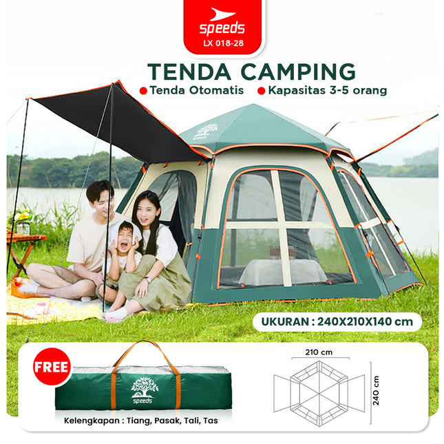 SPEEDS Tenda Camping Besar Otomatis  Muat 3-5 Orang 018-28