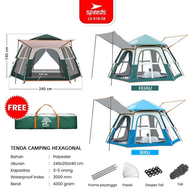 SPEEDS Tenda Camping Besar Otomatis  Muat 3-5 Orang 018-28