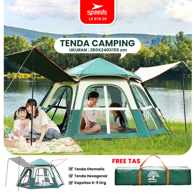 SPEEDS Tenda Camping Besar Otomatis Muat 6-9 Orang 018-29
